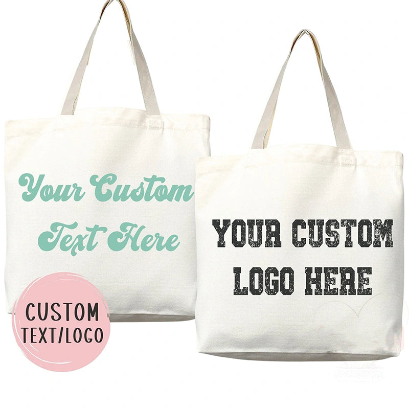 Custom Logo Cotton Canvas Tote Bags For Hair Extensions & Wigs