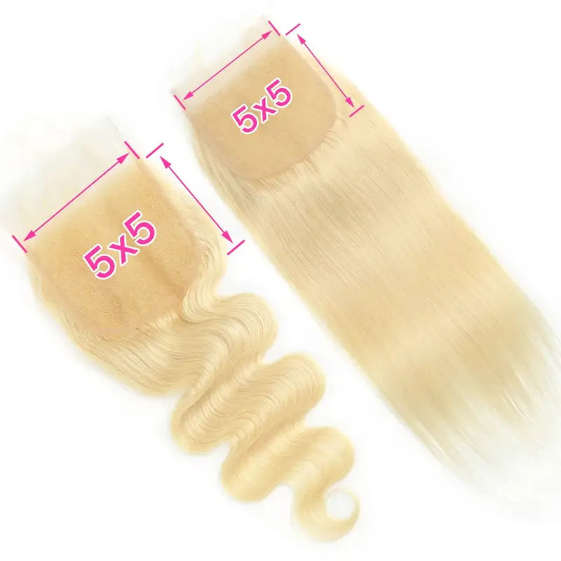#613 Blonde Hair Transparent Lace Closure & Frontal Body Wave