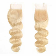 #613 Blonde Hair Transparent Lace Closure & Frontal Body Wave
