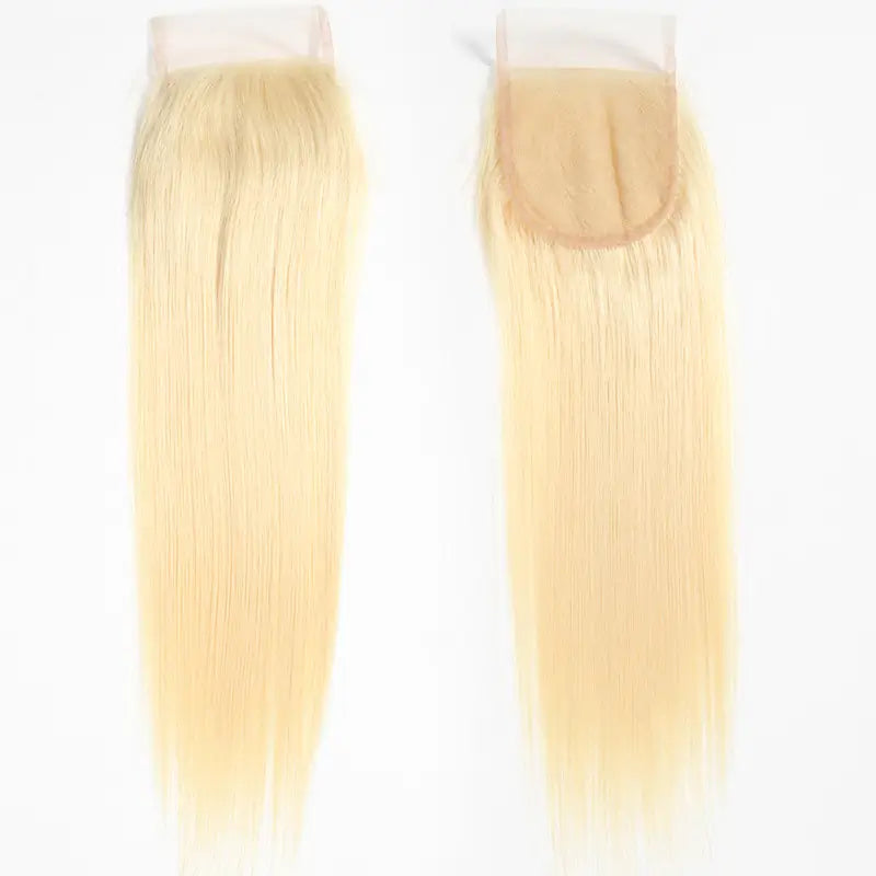 #613 Blonde Hair Transparent Lace Closure & Frontal Straight