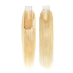 #613 Blonde Hair Transparent Lace Closure & Frontal Straight