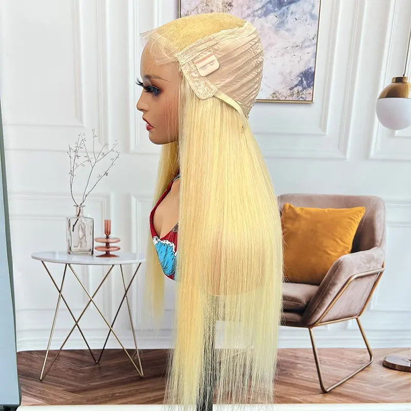 #613 Blonde Custom HD/Transparent Closure Raw Hair Wig Straight