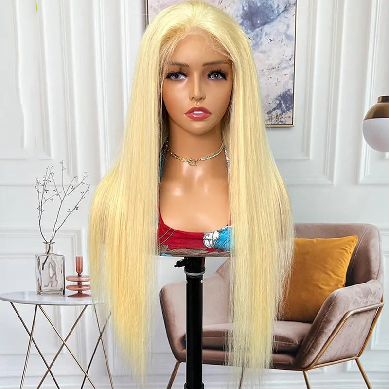 #613 Blonde Custom HD/Transparent Closure Raw Hair Wig Straight