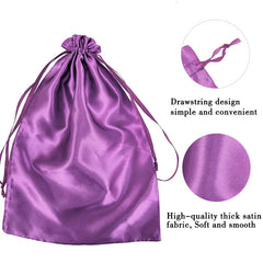 Custom Logo Drawstring Satin Bags For Hair Extensions & Wigs