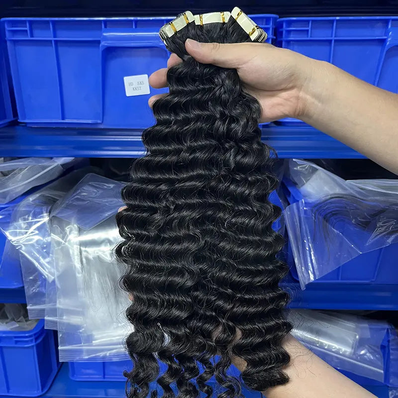 Deep Wave Tape-In Virgin Human Hair Extensions