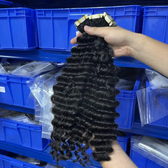 Deep Wave Tape-In Virgin Human Hair Extensions