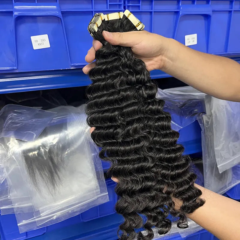 Deep Wave Tape-In Virgin Human Hair Extensions