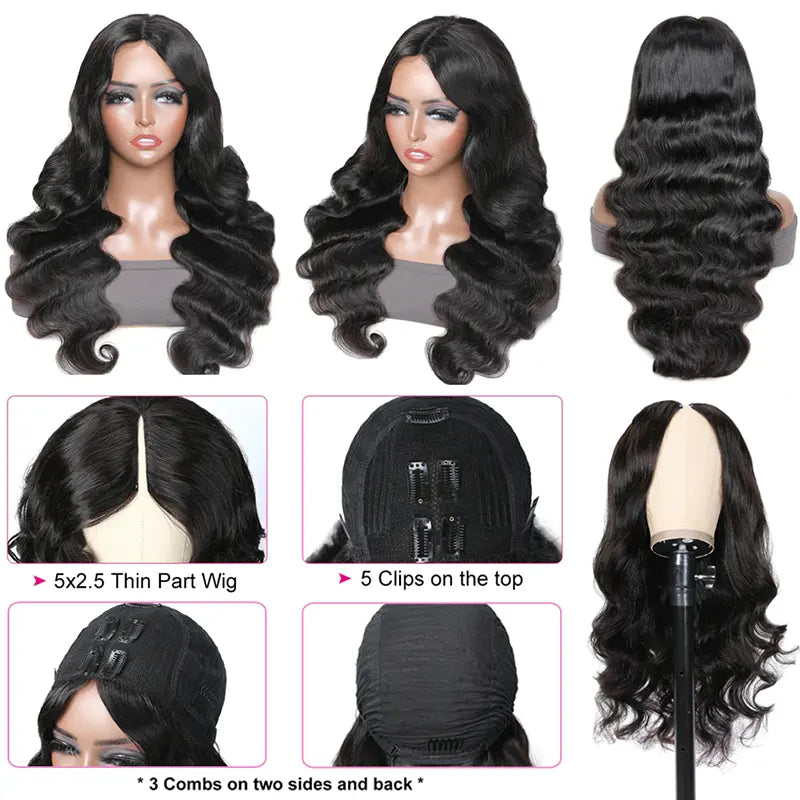 Straight Wavy Kinky & Curly V-Part Raw Hair Wig