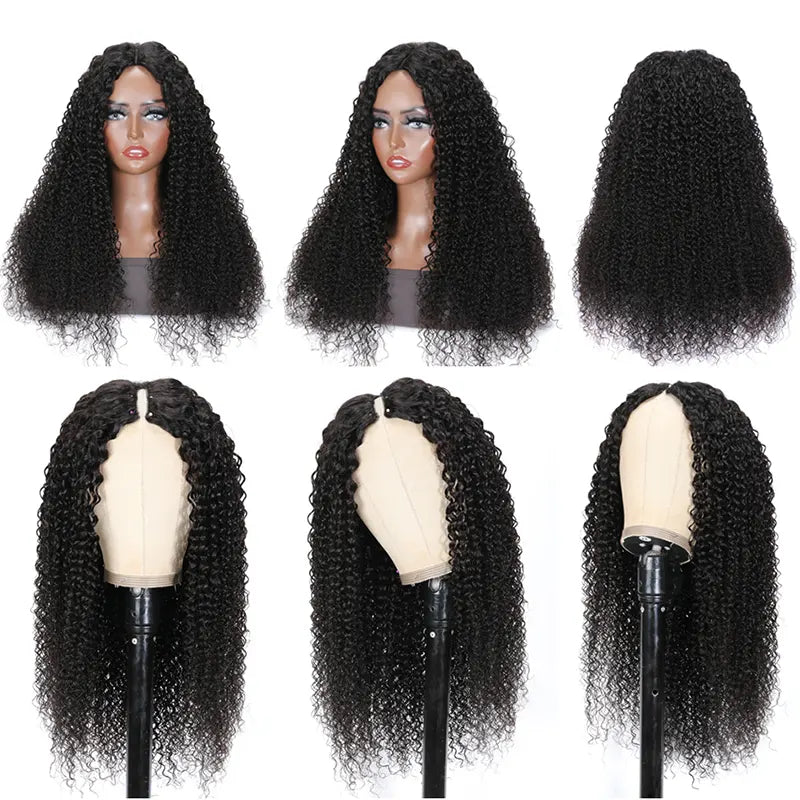 Straight Wavy Kinky & Curly V-Part Raw Hair Wig