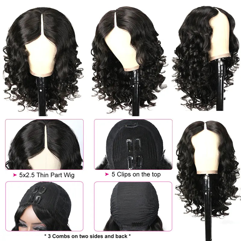 Straight Wavy Kinky & Curly V-Part Raw Hair Wig