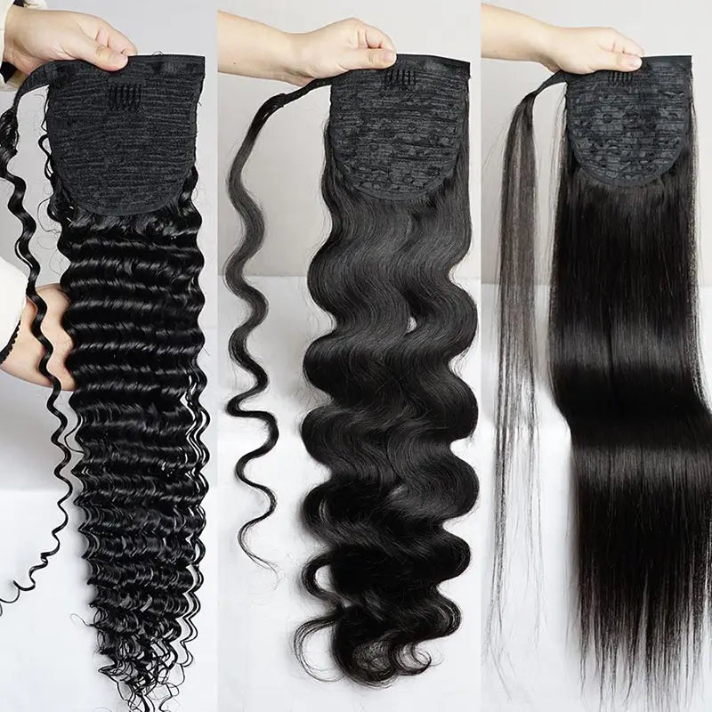 Wrap Around Velcro Ponytail Virgin Human Hair Extensions